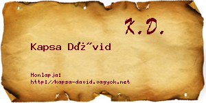 Kapsa Dávid névjegykártya